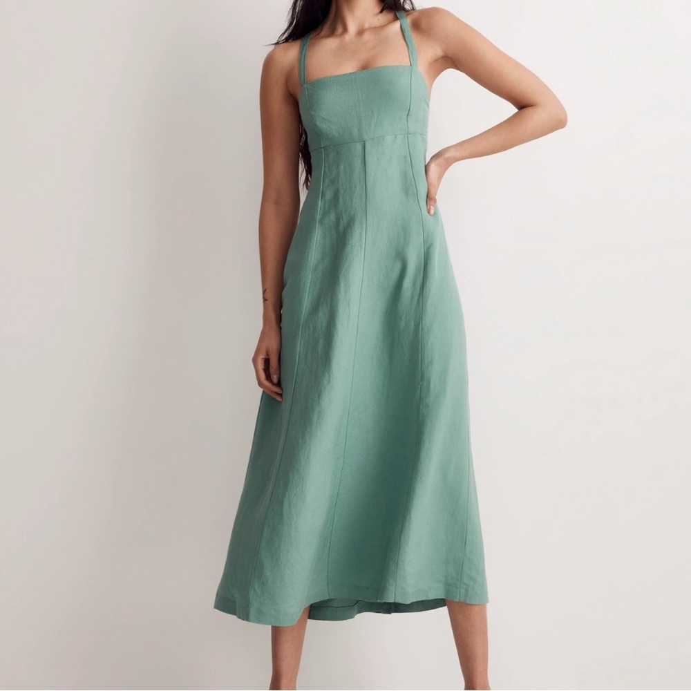 NWT Madewell Tie-Back
Cami Midi Dress Trellis Green Elegant Green Midi Dress